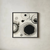 Planetary IV by Shirley Novak. Shown in a sleek black glass frame for a contemporary gallery look. Available as an archival giclee rolled canvas, fine art paper, or poster print. SKU 22920a.