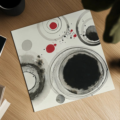 Planetary IV with Red by Shirley Novak. Shown as a detailed flat fine art print, highlighting archival giclee quality. Available as an archival giclee rolled canvas, fine art paper, or poster print. SKU 30936a.