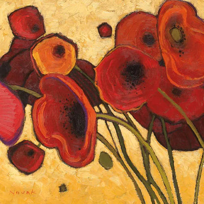 Poppies WIldly I by Shirley Novak. SKU 4743a. Archival Giclee Fine art print for wall decor.