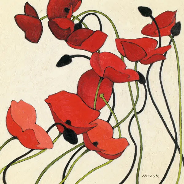 Poppies and Cream II by Shirley Novak. SKU 4670a. Archival Giclee Fine art print for wall decor.