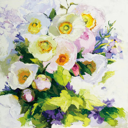 Poppies and Peonies by Shirley Novak. SKU 90692a. Archival Giclee Fine art print for wall decor.