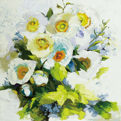 Poppies and Peonies Neutral by Shirley Novak. SKU 91409a. Archival Giclee Fine art print for wall decor.