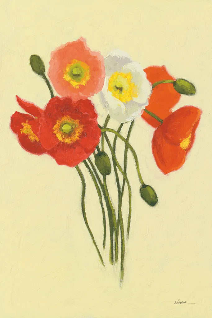 Poppy Nosegay I by Shirley Novak. SKU 45982h. Archival Giclee Fine art print for wall decor.