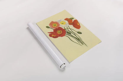 Poppy Nosegay I by Shirley Novak. shown as a rolled paper print. Available as archival giclee rolled canvas, fine art paper, or poster print. SKU 45982h.