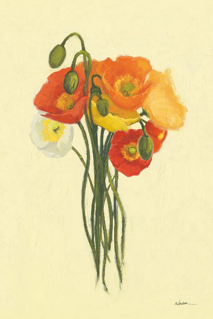Poppy Nosegay II by Shirley Novak. SKU 45983h. Archival Giclee Fine art print for wall decor.