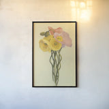 Poppy Nosegay III by Shirley Novak. shown as a paper print in a black flame. Available as a archival giclee rolled canvas, fine art paper, or poster print. SKU 45984h.