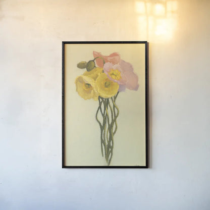 Poppy Nosegay III by Shirley Novak. shown as a paper print in a black flame. Available as a archival giclee rolled canvas, fine art paper, or poster print. SKU 45984h.