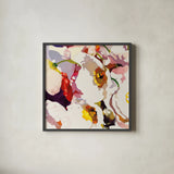 Poppy Patterns I by Shirley Novak. Shown in a sleek black glass frame for a contemporary gallery look. Available as an archival giclee rolled canvas, fine art paper, or poster print. SKU 88679a.