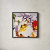 Poppy Patterns II by Shirley Novak. Shown in a sleek black glass frame for a contemporary gallery look. Available as an archival giclee rolled canvas, fine art paper, or poster print. SKU 88680a.