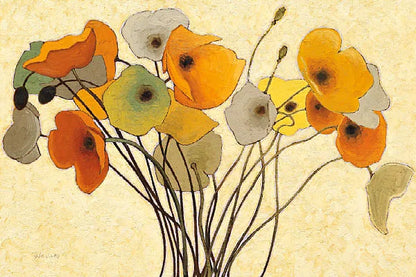Pumpkin Poppies I by Shirley Novak. SKU 4679i. Archival Giclee Fine art print for wall decor.