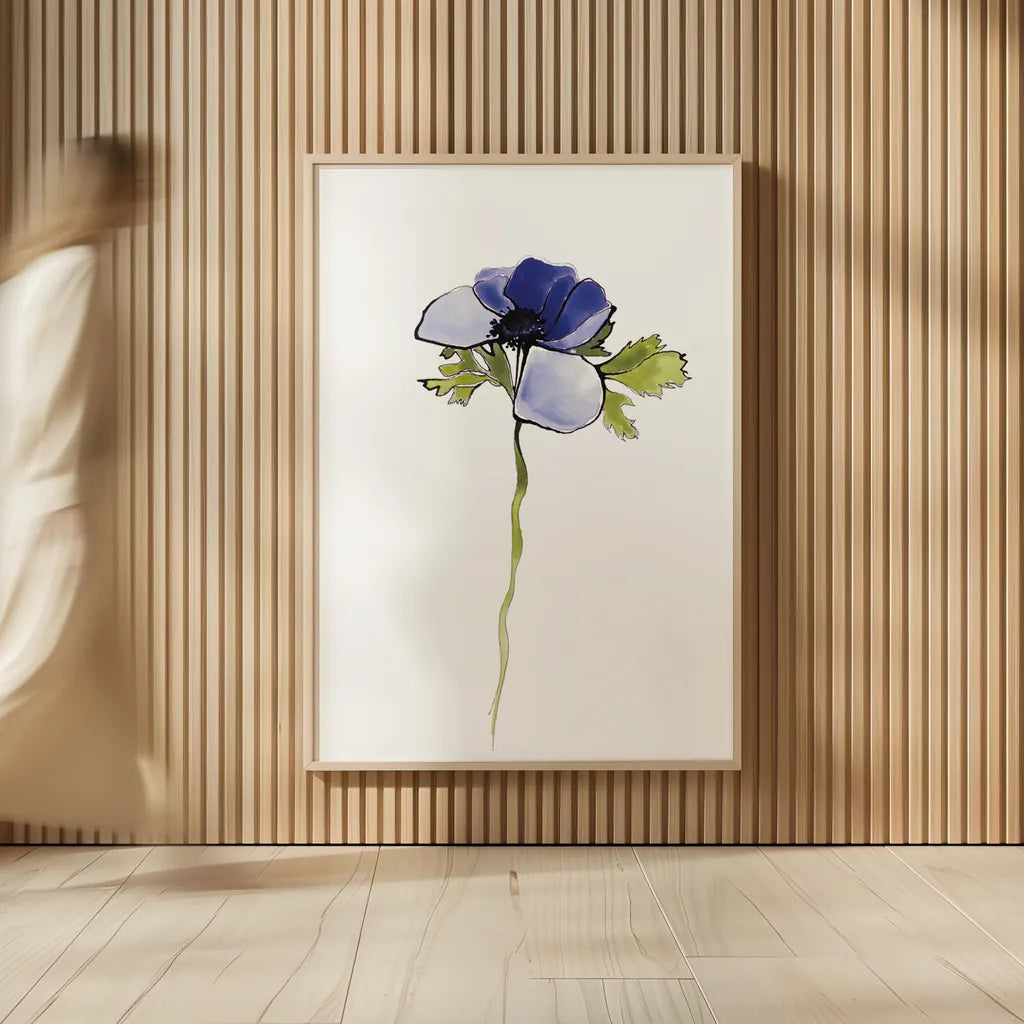 Purple Anemone III by Shirley Novak. shown as over sized large wall art. Available as an archival giclee rolled canvas, fine art paper, or poster print. SKU 88454h.