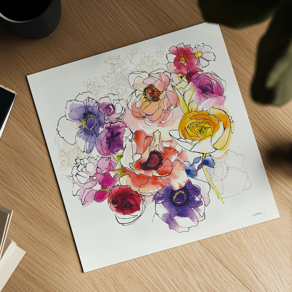 Rainbow Ruffles II by Shirley Novak. Shown as a detailed flat fine art print, highlighting archival giclee quality. Available as an archival giclee rolled canvas, fine art paper, or poster print. SKU 28941a.