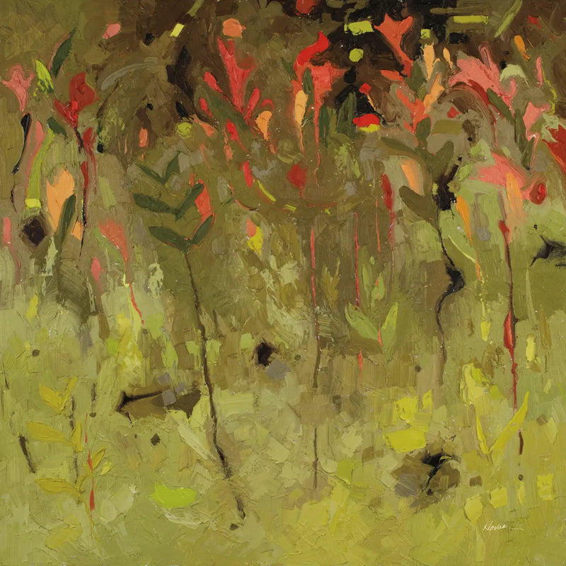 Red Salvia Imagined by Shirley Novak. SKU 98492a. Archival Giclee Fine art print for wall decor.