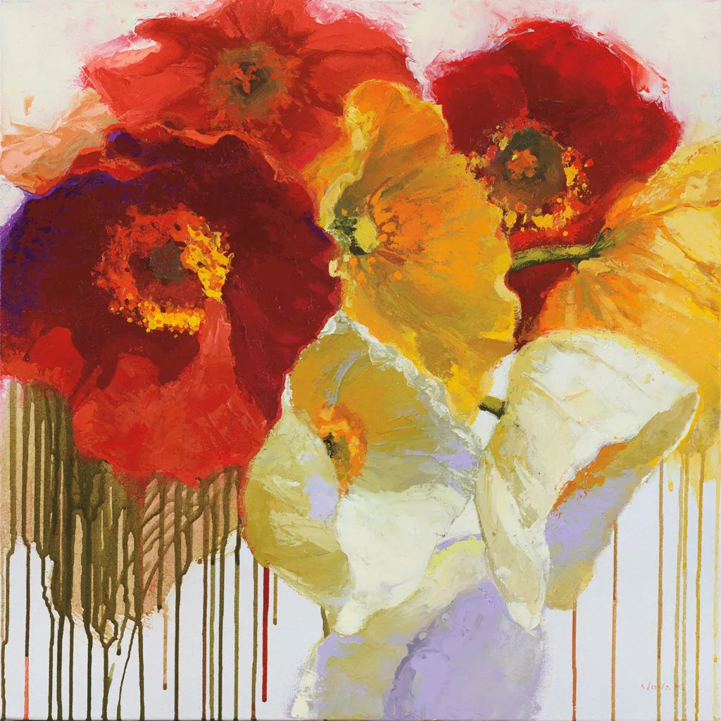 Red and Yellow Sensations by Shirley Novak. SKU 34294a. Archival Giclee Fine art print for wall decor.