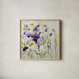 Reve de Coquelicot by Shirley Novak. Shown in a natural wood glass frame for a timeless modern aesthetic. Available as an archival giclee rolled canvas, fine art paper, or poster print. SKU 89140a.