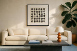 Roundabout by Shirley Novak. Displayed in a glass frame with matte in a clean modern living room. Available as an archival giclee rolled canvas, fine art paper, or poster print. SKU 22770a.