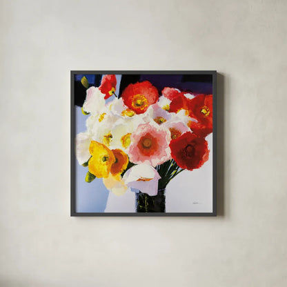 Shining by Shirley Novak. Shown in a sleek black glass frame for a contemporary gallery look. Available as an archival giclee rolled canvas, fine art paper, or poster print. SKU 90694a.