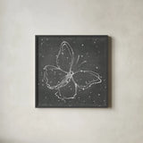 Silver Wings I by Shirley Novak. Shown in a sleek black glass frame for a contemporary gallery look. Available as an archival giclee rolled canvas, fine art paper, or poster print. SKU 73123a.