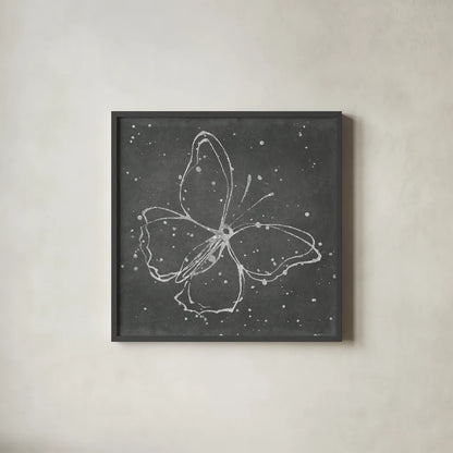 Silver Wings I by Shirley Novak. Shown in a sleek black glass frame for a contemporary gallery look. Available as an archival giclee rolled canvas, fine art paper, or poster print. SKU 73123a.