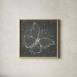 Silver Wings I by Shirley Novak. Shown in a natural wood glass frame for a timeless modern aesthetic. Available as an archival giclee rolled canvas, fine art paper, or poster print. SKU 73123a.