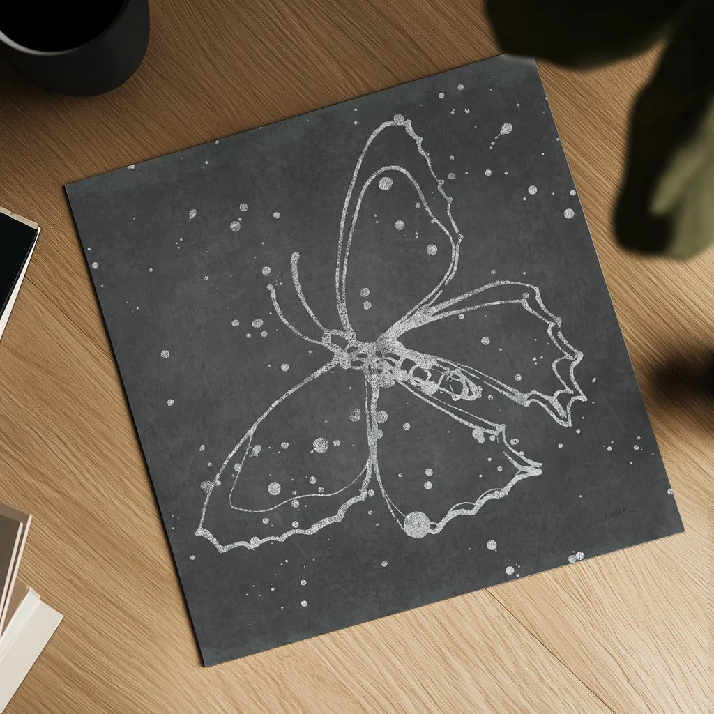 Silver Wings II by Shirley Novak. Shown as a detailed flat fine art print, highlighting archival giclee quality. Available as an archival giclee rolled canvas, fine art paper, or poster print. SKU 73124a.