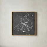Silver Wings II by Shirley Novak. Shown in a natural wood glass frame for a timeless modern aesthetic. Available as an archival giclee rolled canvas, fine art paper, or poster print. SKU 73124a.