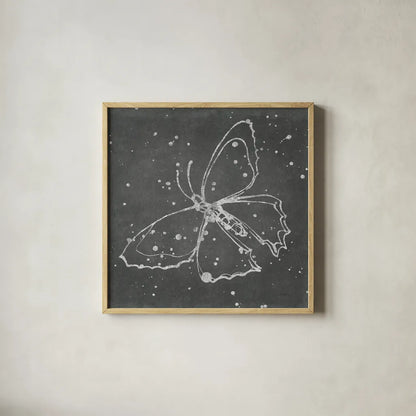 Silver Wings II by Shirley Novak. Shown in a natural wood glass frame for a timeless modern aesthetic. Available as an archival giclee rolled canvas, fine art paper, or poster print. SKU 73124a.