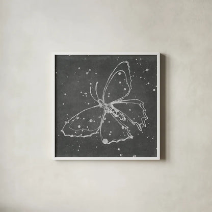 Silver Wings II by Shirley Novak. Shown in a crisp white glass frame for a clean and minimalist style. Available as an archival giclee rolled canvas, fine art paper, or poster print. SKU 73124a.