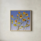 Sing Singing II by Shirley Novak. Shown in a natural wood glass frame for a timeless modern aesthetic. Available as an archival giclee rolled canvas, fine art paper, or poster print. SKU 29541a.