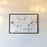 Sketch of Roses by Shirley Novak. shown as a paper print in a black flame. Available as a archival giclee rolled canvas, fine art paper, or poster print. SKU 80689i.