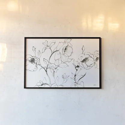 Sketch of Roses by Shirley Novak. shown as a paper print in a black flame. Available as a archival giclee rolled canvas, fine art paper, or poster print. SKU 80689i.