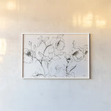 Sketch of Roses by Shirley Novak. shown as a paper print in a white frame. Available as a archival giclee rolled canvas, fine art paper, or poster print. SKU 80689i.