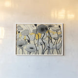 Snow Day Gray Flower by Shirley Novak. shown as a paper print in a white frame. Available as a archival giclee rolled canvas, fine art paper, or poster print. SKU 23719i.