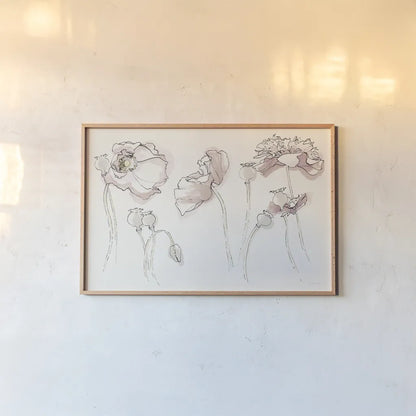 Somniferums Neutral Crop by Shirley Novak. shown as a paper print in a natural frame. Available as a archival giclee rolled canvas, fine art paper, or poster print. SKU 59556i.