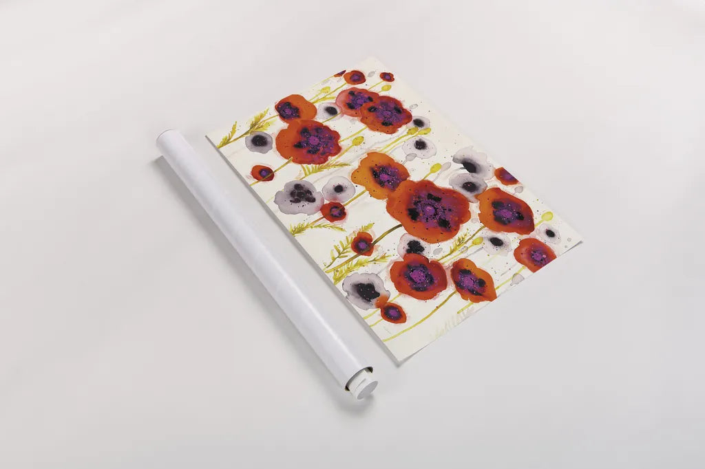 Splash Garden I by Shirley Novak. shown as a rolled paper print. Available as archival giclee rolled canvas, fine art paper, or poster print. SKU 29149i.