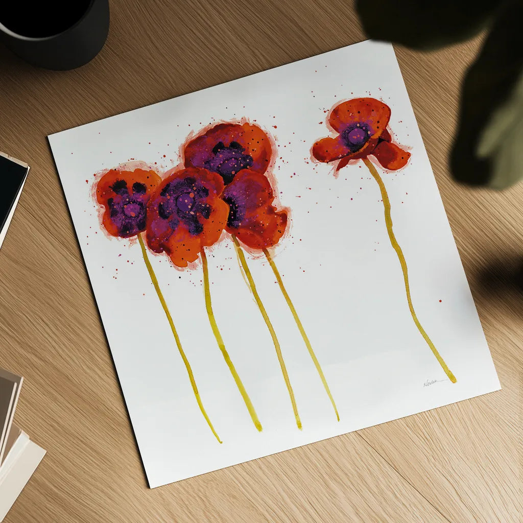 Splash Garden II on White by Shirley Novak. Shown as a detailed flat fine art print, highlighting archival giclee quality. Available as an archival giclee rolled canvas, fine art paper, or poster print. SKU 29736a.