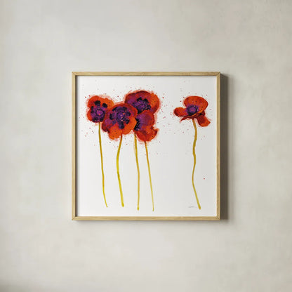 Splash Garden II on White by Shirley Novak. Shown in a natural wood glass frame for a timeless modern aesthetic. Available as an archival giclee rolled canvas, fine art paper, or poster print. SKU 29736a.