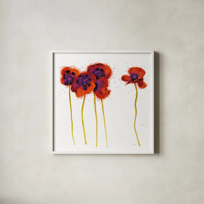 Splash Garden II on White by Shirley Novak. Shown in a crisp white glass frame for a clean and minimalist style. Available as an archival giclee rolled canvas, fine art paper, or poster print. SKU 29736a.