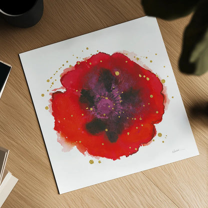 Splash IV with Gold by Shirley Novak. Shown as a detailed flat fine art print, highlighting archival giclee quality. Available as an archival giclee rolled canvas, fine art paper, or poster print. SKU 29783a.