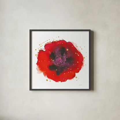 Splash IV with Gold by Shirley Novak. Shown in a sleek black glass frame for a contemporary gallery look. Available as an archival giclee rolled canvas, fine art paper, or poster print. SKU 29783a.