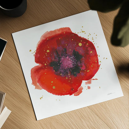 Splash V with Gold by Shirley Novak. Shown as a detailed flat fine art print, highlighting archival giclee quality. Available as an archival giclee rolled canvas, fine art paper, or poster print. SKU 29784a.