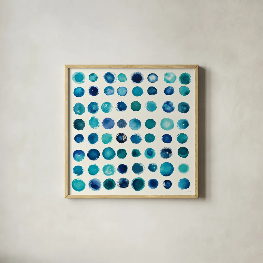 Spot of Rain by Shirley Novak. Shown in a natural wood glass frame for a timeless modern aesthetic. Available as an archival giclee rolled canvas, fine art paper, or poster print. SKU 22905a.