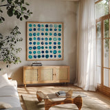 Spot of Rain by Shirley Novak. Shown in a natural wood frame in a cozy modern living room. Available as an archival giclee rolled canvas, fine art paper, or poster print. SKU 22905a.