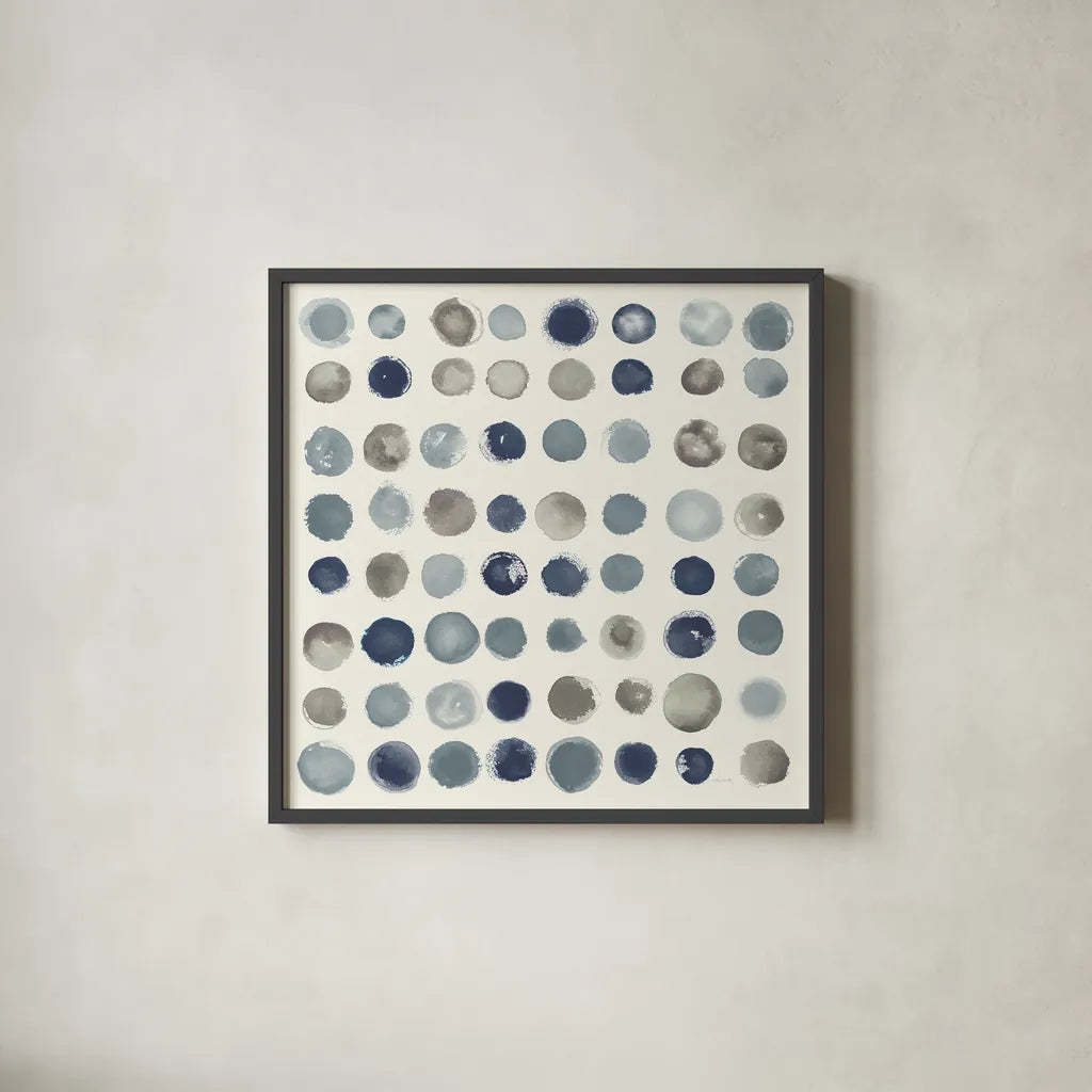 Spot of Rain Neutral by Shirley Novak. Shown in a sleek black glass frame for a contemporary gallery look. Available as an archival giclee rolled canvas, fine art paper, or poster print. SKU 68392a.