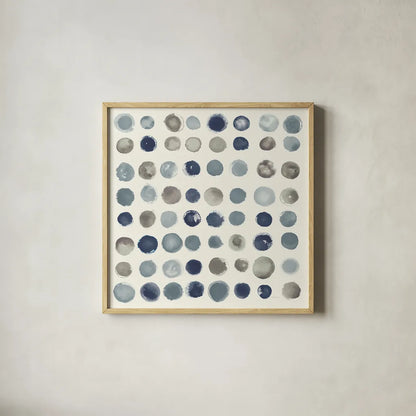 Spot of Rain Neutral by Shirley Novak. Shown in a natural wood glass frame for a timeless modern aesthetic. Available as an archival giclee rolled canvas, fine art paper, or poster print. SKU 68392a.