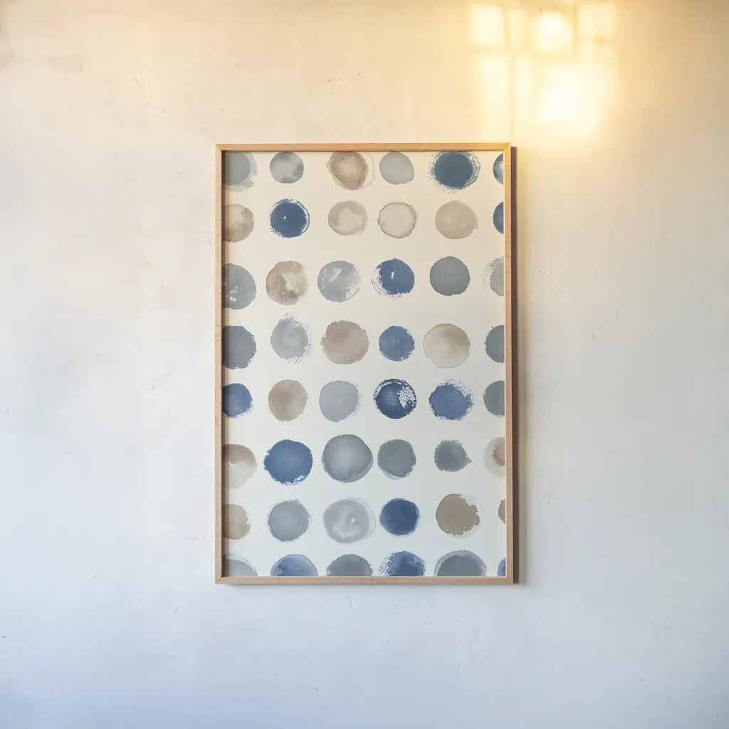 Spot of Rain Vallarta Blue Crop by Shirley Novak. shown as a paper print in a natural frame. Available as a archival giclee rolled canvas, fine art paper, or poster print. SKU 79805h.