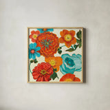 Spring Collage Vignette by Shirley Novak. Shown in a natural wood glass frame for a timeless modern aesthetic. Available as an archival giclee rolled canvas, fine art paper, or poster print. SKU 20783a.