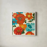 Spring Collage Vignette by Shirley Novak. Shown in a crisp white glass frame for a clean and minimalist style. Available as an archival giclee rolled canvas, fine art paper, or poster print. SKU 20783a.