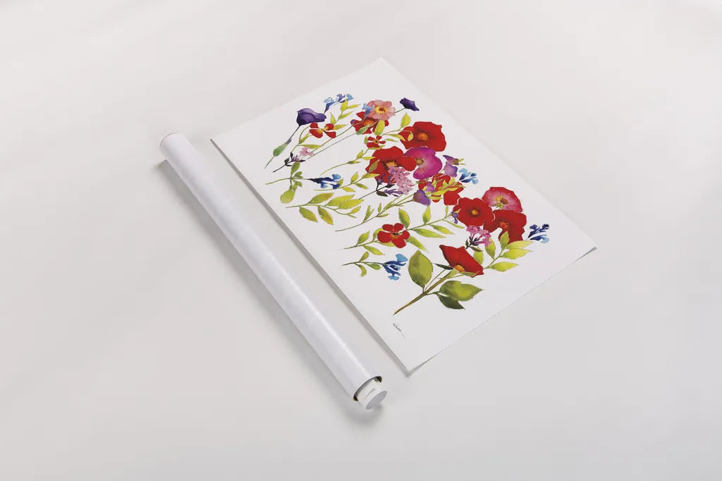 Summer Arrangement by Shirley Novak. shown as a rolled paper print. Available as archival giclee rolled canvas, fine art paper, or poster print. SKU 89482i.