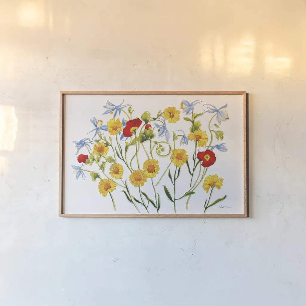 Swedish Dream by Shirley Novak. shown as a paper print in a natural frame. Available as a archival giclee rolled canvas, fine art paper, or poster print. SKU 88686i.